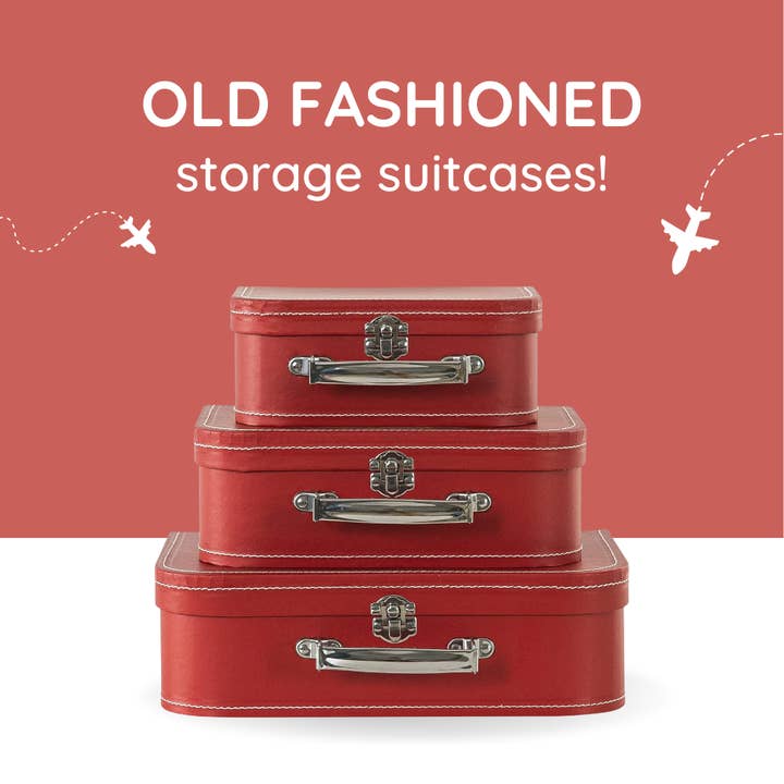 Soul & Lane - Wholesale Decorative Box - Set of 3 Rich Red Cardboard Suitcase Storage Box2