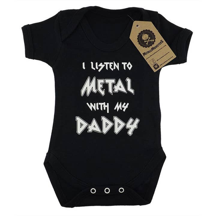 I listen to metal with my Daddy baby vest for wholesale by Metallimonsters