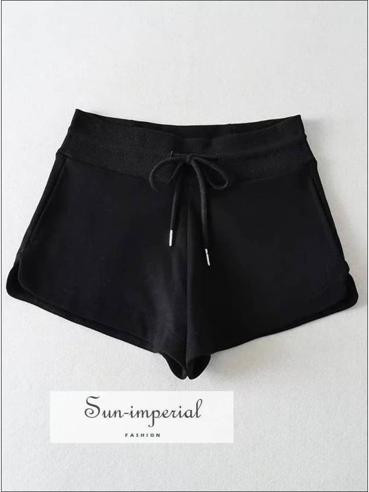 Sun Imperial - Wholesale Athletic Shorts - Women's - Women Cotton Sweat Runner Shorts With Curved Hem Detail7