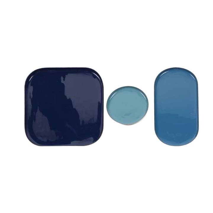 Opjet Paris - Wholesale Serving Tray - Set of 3 blue enamel trays1