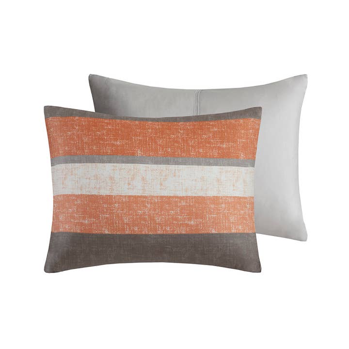 Olliix - Wholesale Bedding Set - Stripe Modern Comforter Set with Bed Sheets, Coral/Grey13