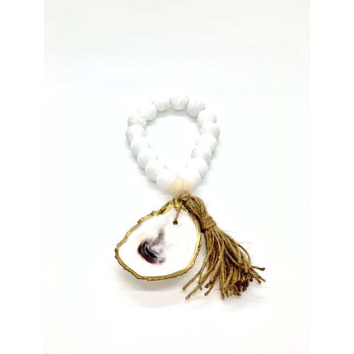The Gilded Shell - Wholesale Decorative Tassel/Wall Drop - The Lagoon - Boho White - Hospitality Beads with Oyster1