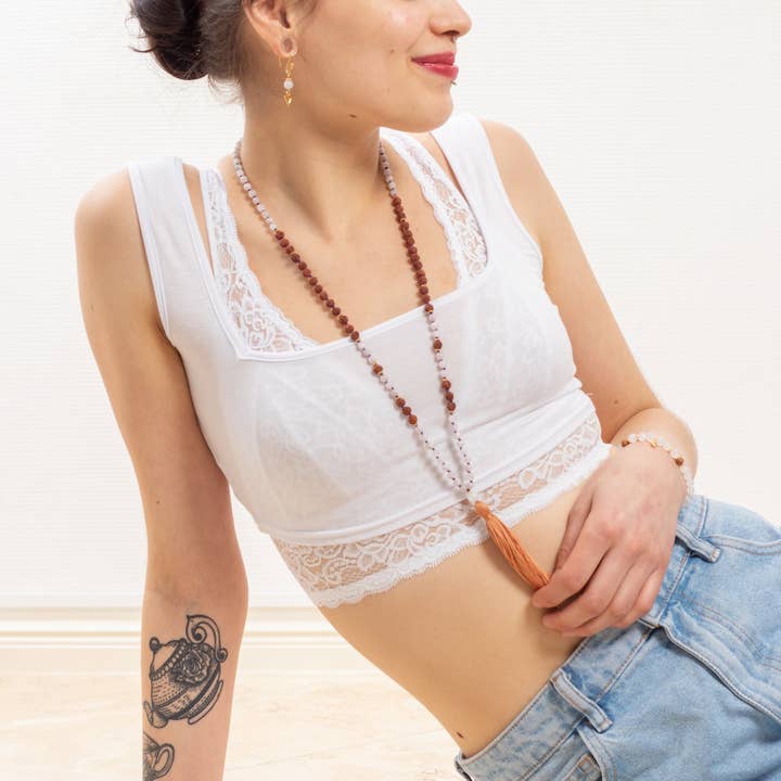 Nalina Wild - Wholesale Prayer Beads Necklace - Kunzite Rudraksha Moonstone Mala Small2