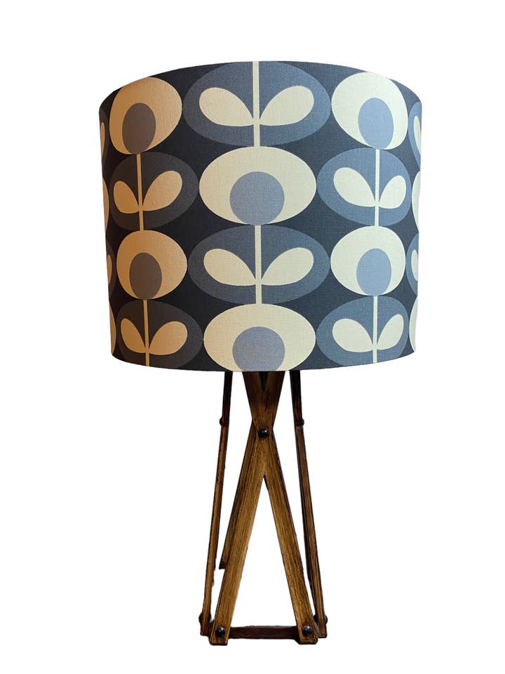 Orla Kiely Cool Gray Oval Flower Handmade Lampshade for wholesale by LouSeal Handmade Lampshades