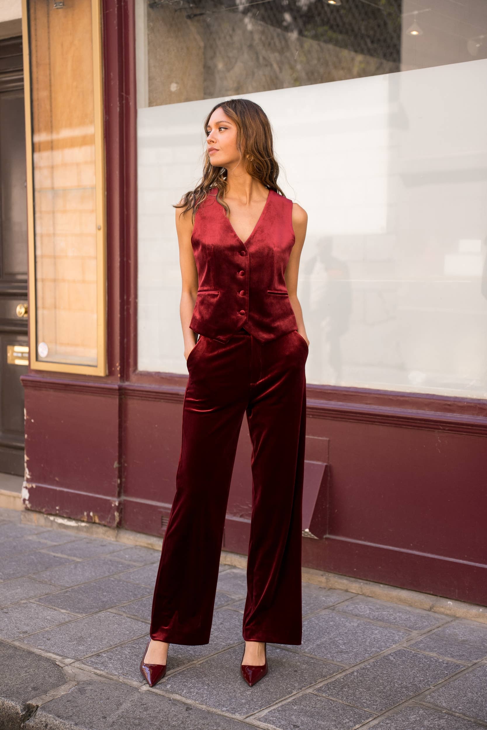 Attentif Paris - Wholesale Suit Vest - Women's - plain velvet sleeveless suit vest30