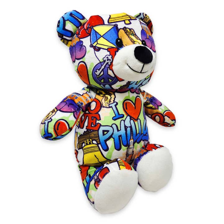 Plushology® by RGU - Wholesale Stuffed/Plush Toy - Kids & Baby - 10" Philadelphia Graffiti Teddy Bear • Eco1
