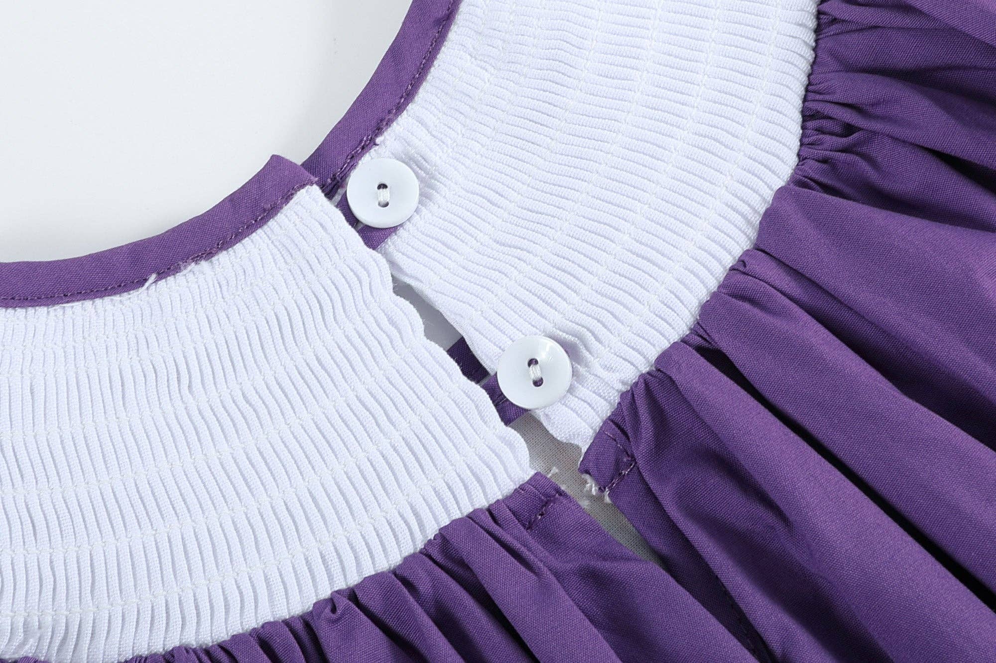 Lil Cactus - Wholesale Dress - Kids - Purple and Gingham Mardi Gras Smocked Bishop Dress4