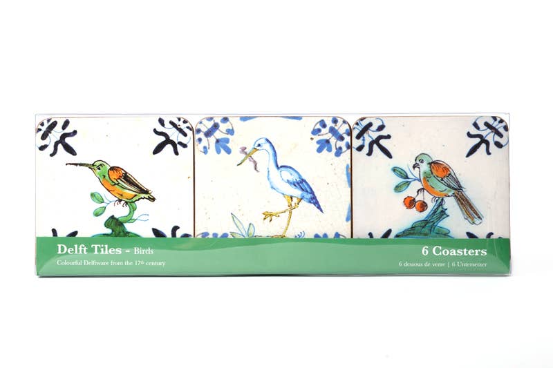 MUSEUM WEBSHOP - Vente Sous-verre - Dessous de verre, ensemble de 6, carreaux bleus de Delft oiseaux1