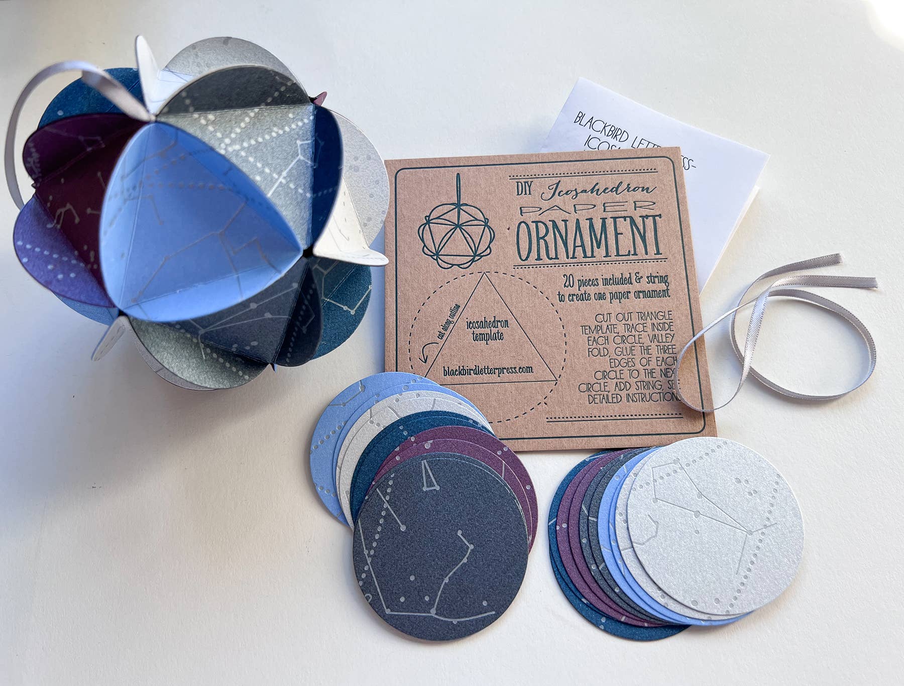 Blackbird Letterpress - Wholesale DIY Craft Kit - icosahedron DIY ornament kit - starlight1