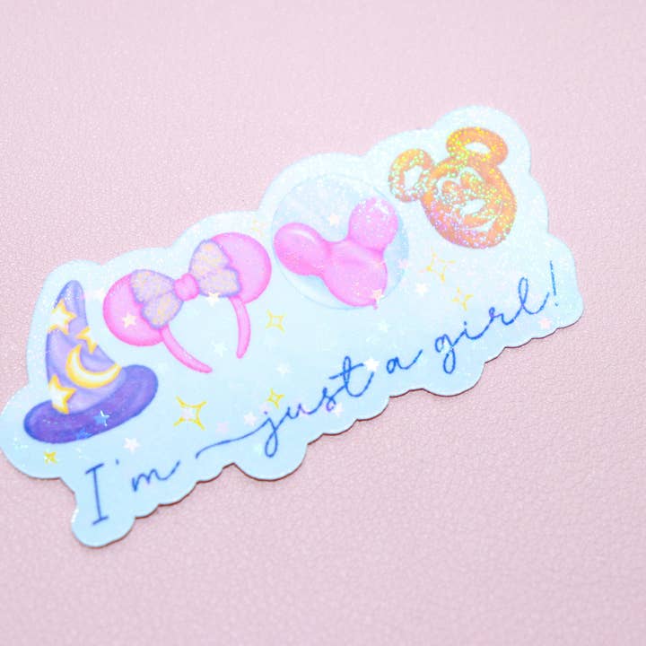 I'm Just A Theme Park Girl Sticker - Holographic - Magical for wholesale by Espyz Studio