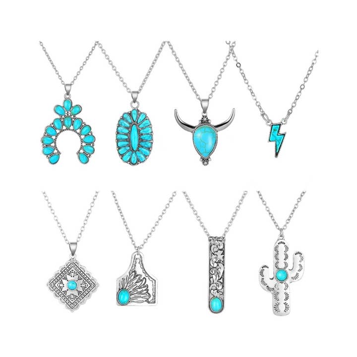 Cross and Crowns - Wholesale Jewelry Set - Western turquoise necklaces
