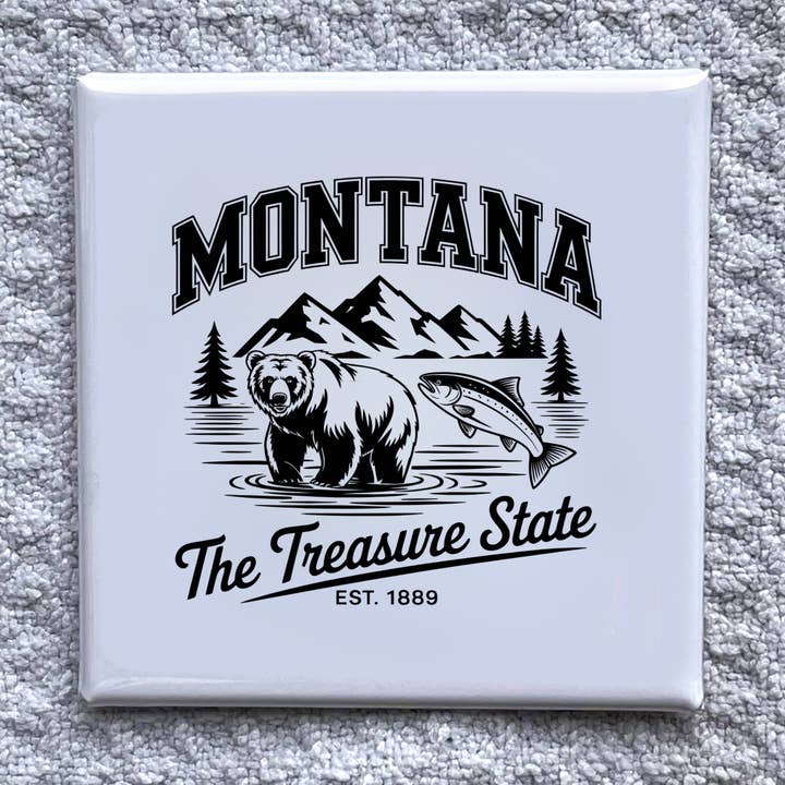 Aimant d'État Montana 2x2" - Souvenir de Frigo Fait Main pour la vente par Made With Aloha Magnets,llc