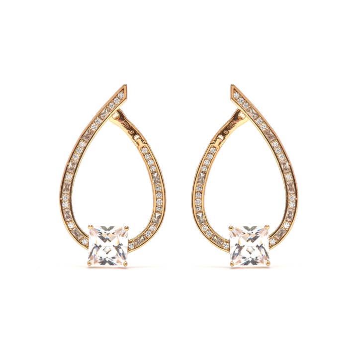 Brincos Luxenter de Zircónia Brilhante com acabamento em ouro amarelo de 18k - Shuasin por atacado de Luxenter