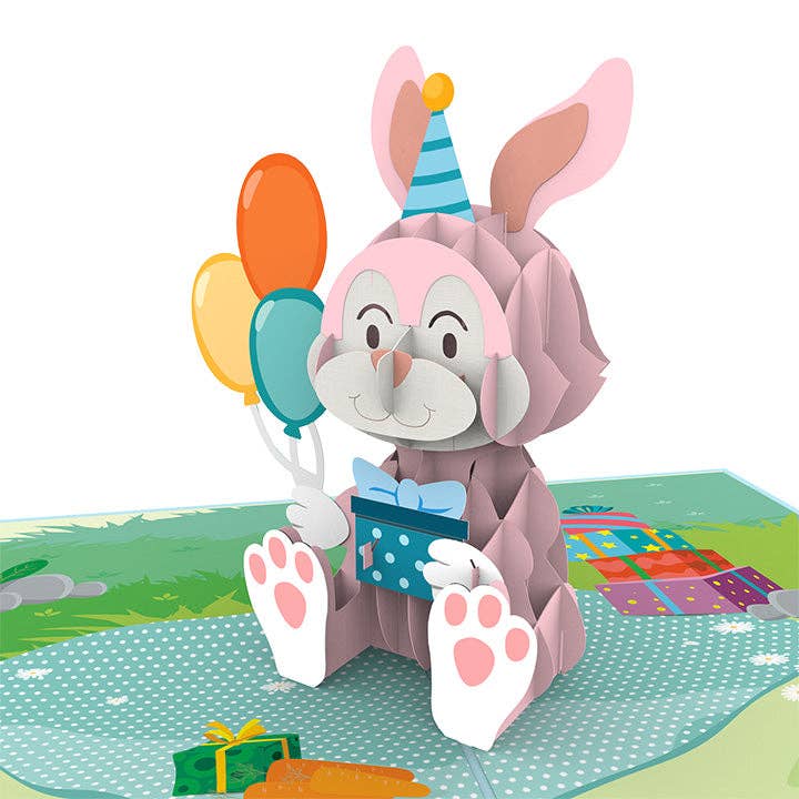 Carte contextuelle Bunny Birthday, carte de vœux d'anniversaire pour la vente par Unipop Cards, LLC