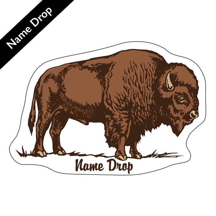 Bison Die Cut Name Drop Stickers | Customizable for wholesale by Counter Couture