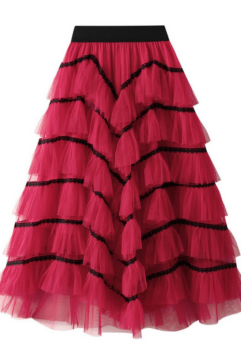 NINEXIS - Wholesale Skirt - Women's - CWBLS0523_LAYERED TULLE CAKE SKIRT WITH FLOWY A-LINE SHAPE2