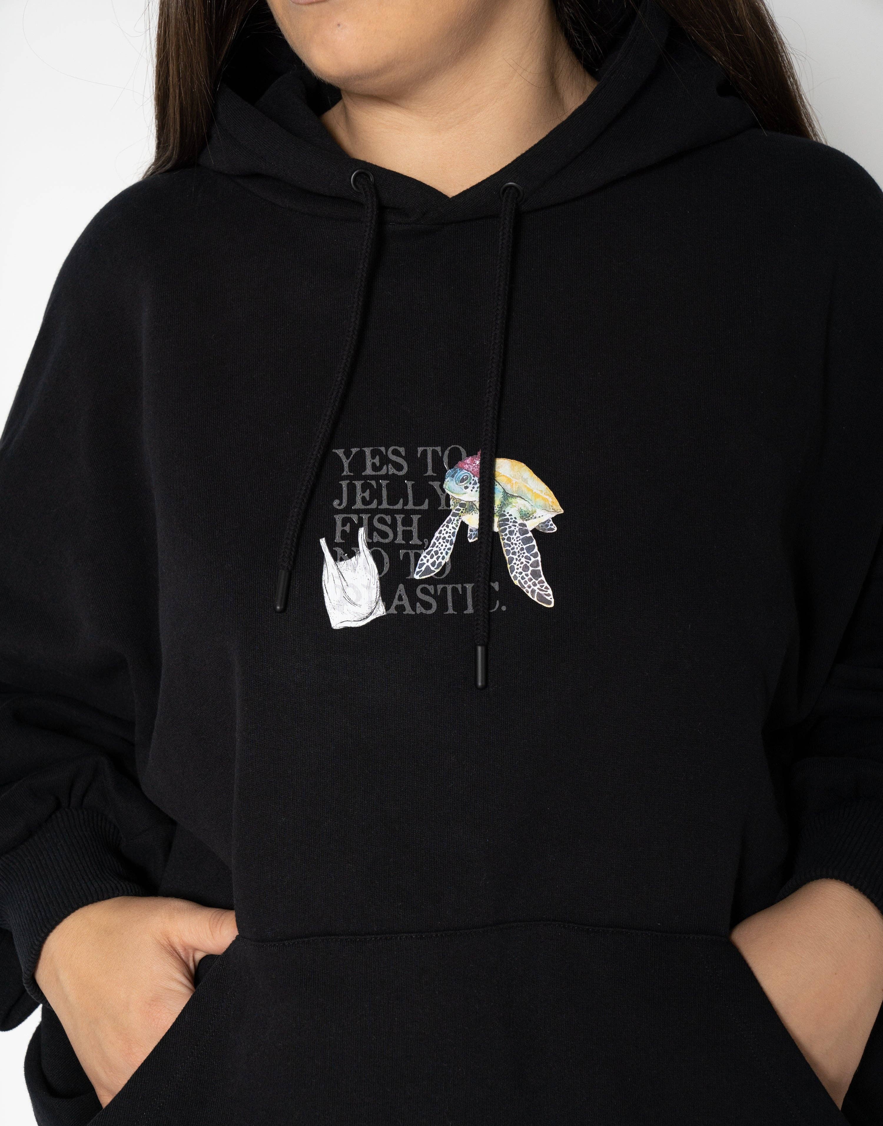 Black Not To Plastic Oversized Hoodie for wholesale on Faire4