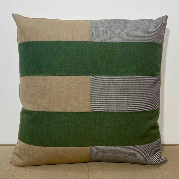 Sunbrella Tiles Pillow in Fern/Flint for wholesale by Oblique Studio