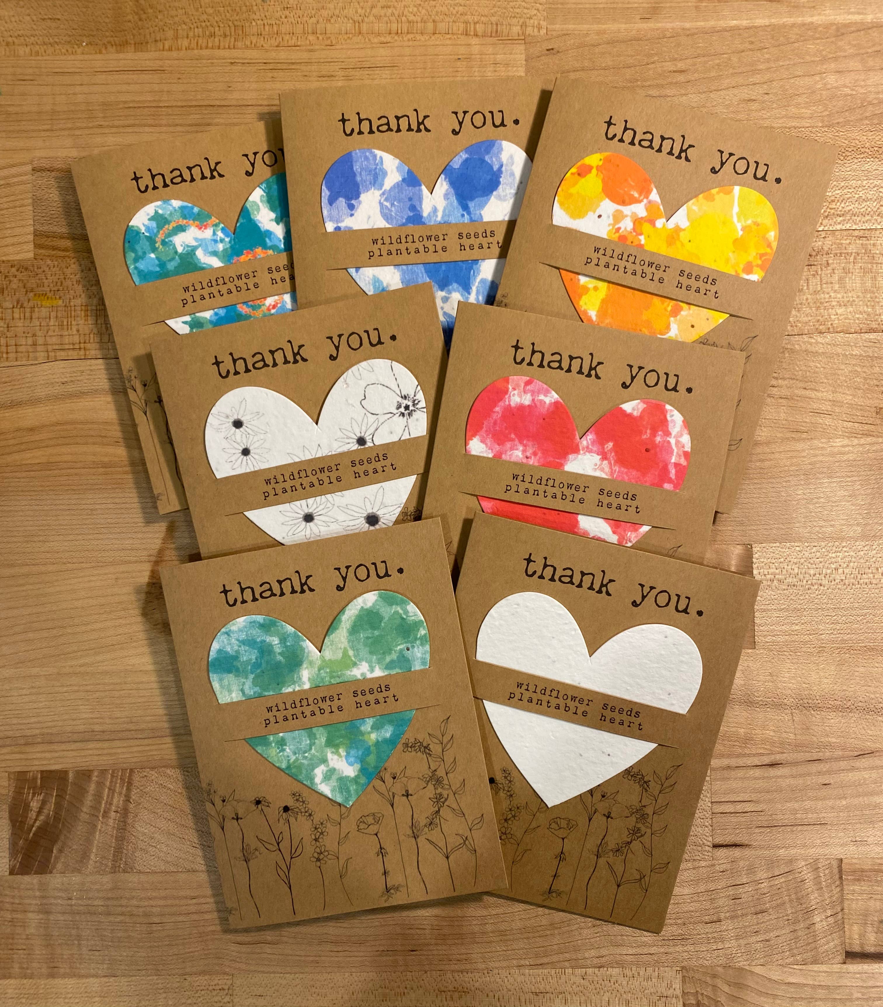 The Raven’s Edge Studio – Großhandel Dankeskarten – Wildblumensamen Pflanzbare Herzkarte: Danke, Umweltfreundlich5
