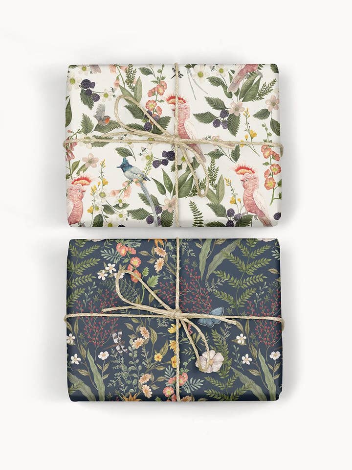 Cockatoo / Dusk In Bloom 6pk Gift Wrap Sheets for wholesale by Bespoke Letterpress