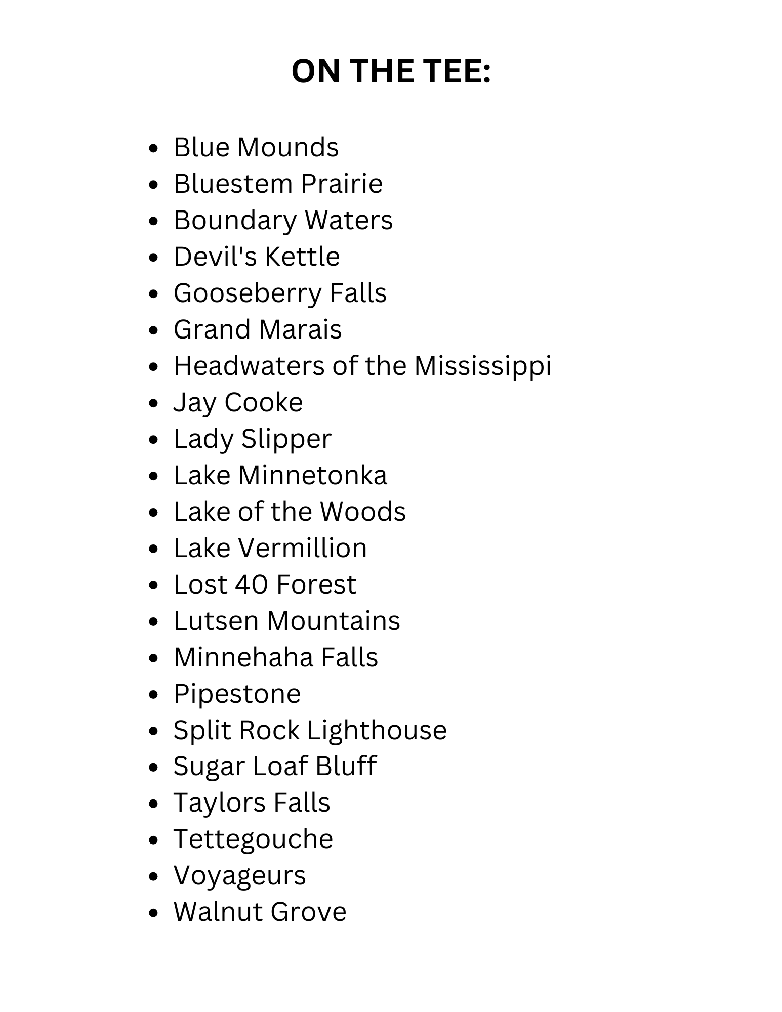 Traildust Goods - Wholesale Screen Printed T-Shirt - Unisex - Minnesota Parks Souvenir T-Shirt Unisex Comfort Colors3