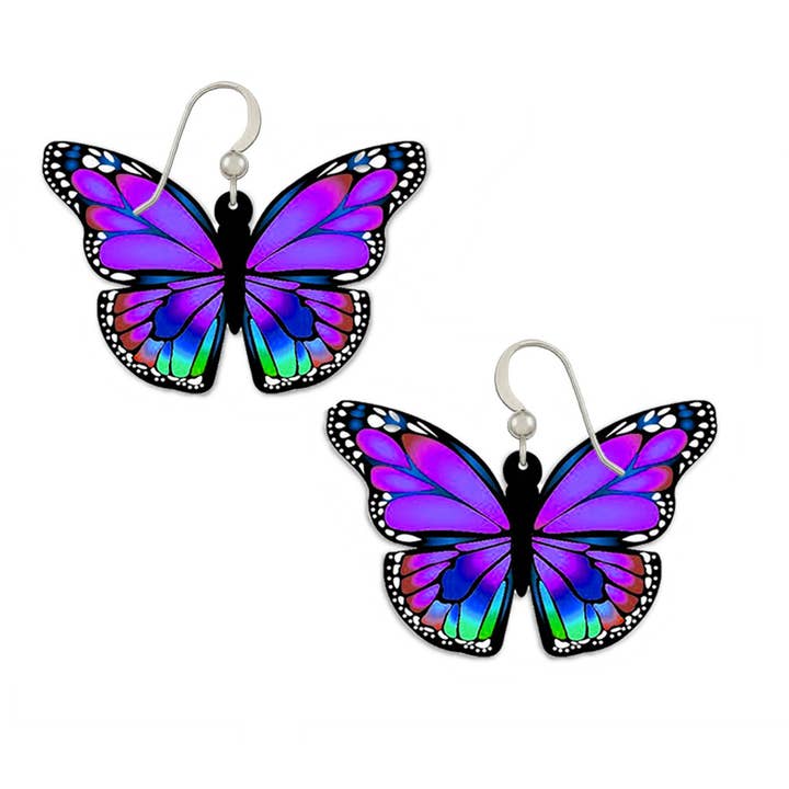 Arora - Grande Boucle d'Oreille Papillon Violet EA164P pour la vente par ARTISTA