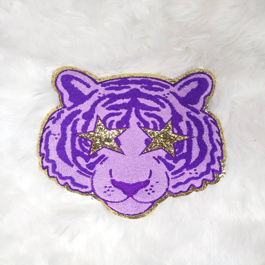Large Cheetah L V Drip Chenille Iron-on Patch