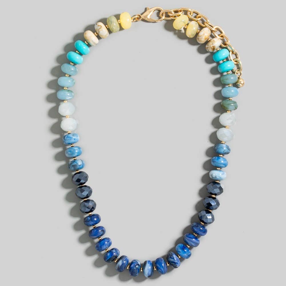 The Looks by Fame Accessories - Wholesale Pendant/charm necklace - Mixed Faceted And Marble Resin Disc Beads Necklace6