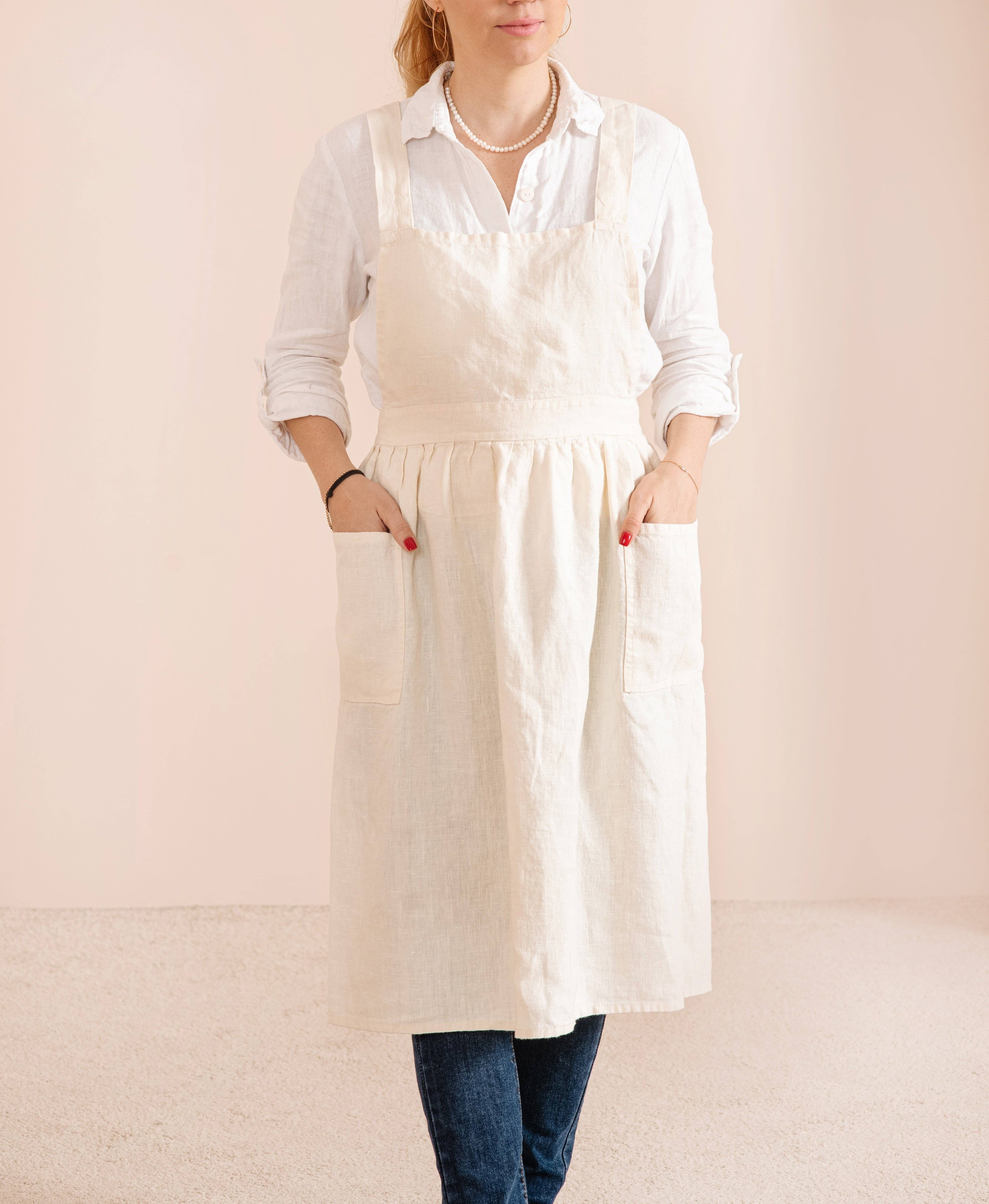 LinenQ - Wholesale Apron - Linen pinafore apron dress in various colors11