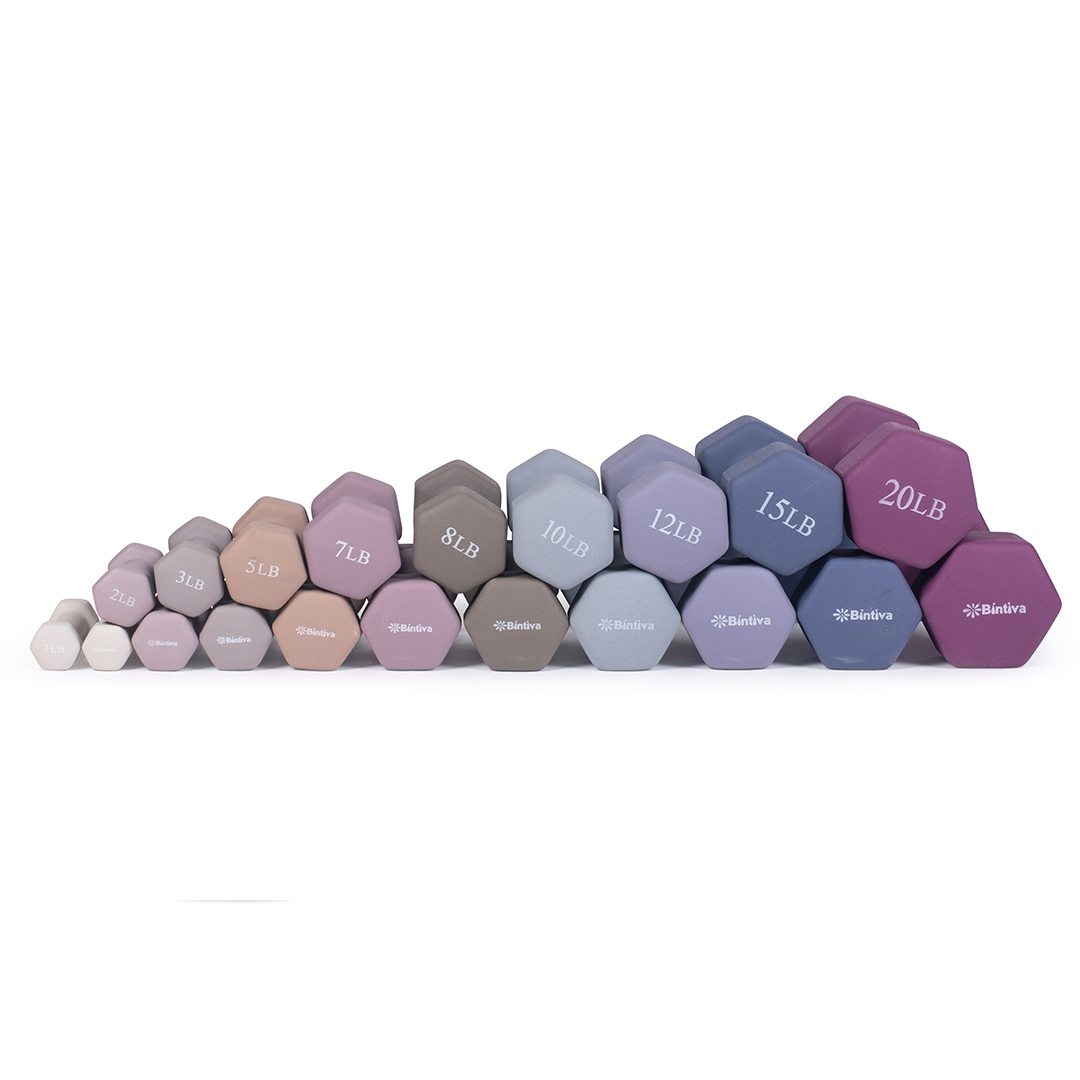 Bintiva - Wholesale Fitness Equipment - Sets: Neoprene Hexagon shaped dumbbells - Earth Tones4