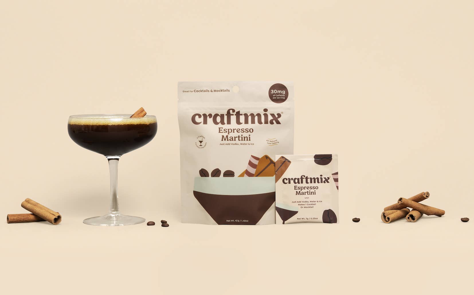 Craftmix - Wholesale Cocktail Mix/Syrup - Espresso Martini Cocktail Mixer - 6 Servings Multipack