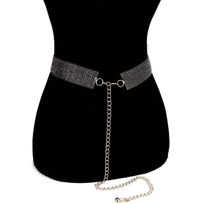 Crystal Accented Rhinestone Pave Embellished Belt Glamorous Rhinestone Belt for wholesale by Shopping2help