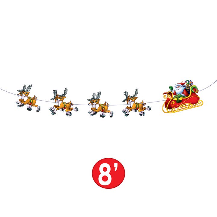 Beistle - Wholesale Christmas Decoration - Santa & Sleigh 8' Christmas Streamer