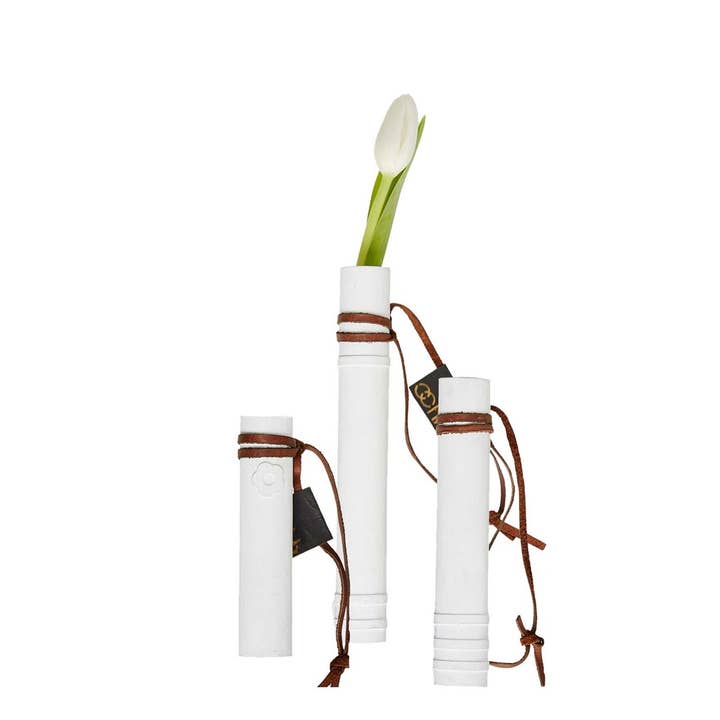 Paper Hanging Flower Tubes Set/3 S-M-L White for wholesale by BIDKhome