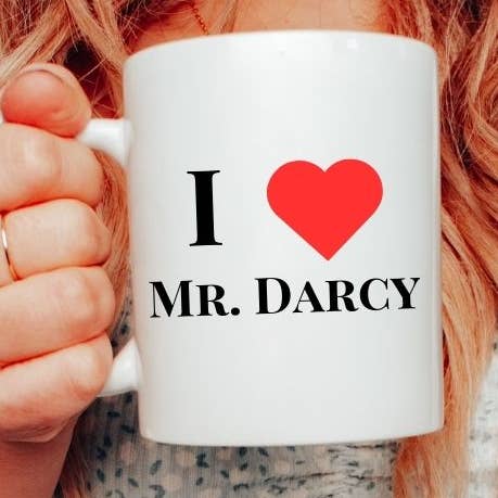 Tasse à café « I Love Mr Darcy » inspirée du livre Orgueil et Préjugés pour la vente par House Of Rodan