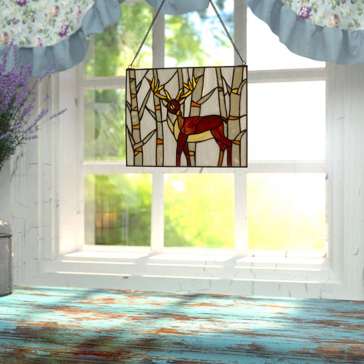 River of Goods - Wholesale Suncatcher - 11"H Majestic Deer Stained Glass Window Panel