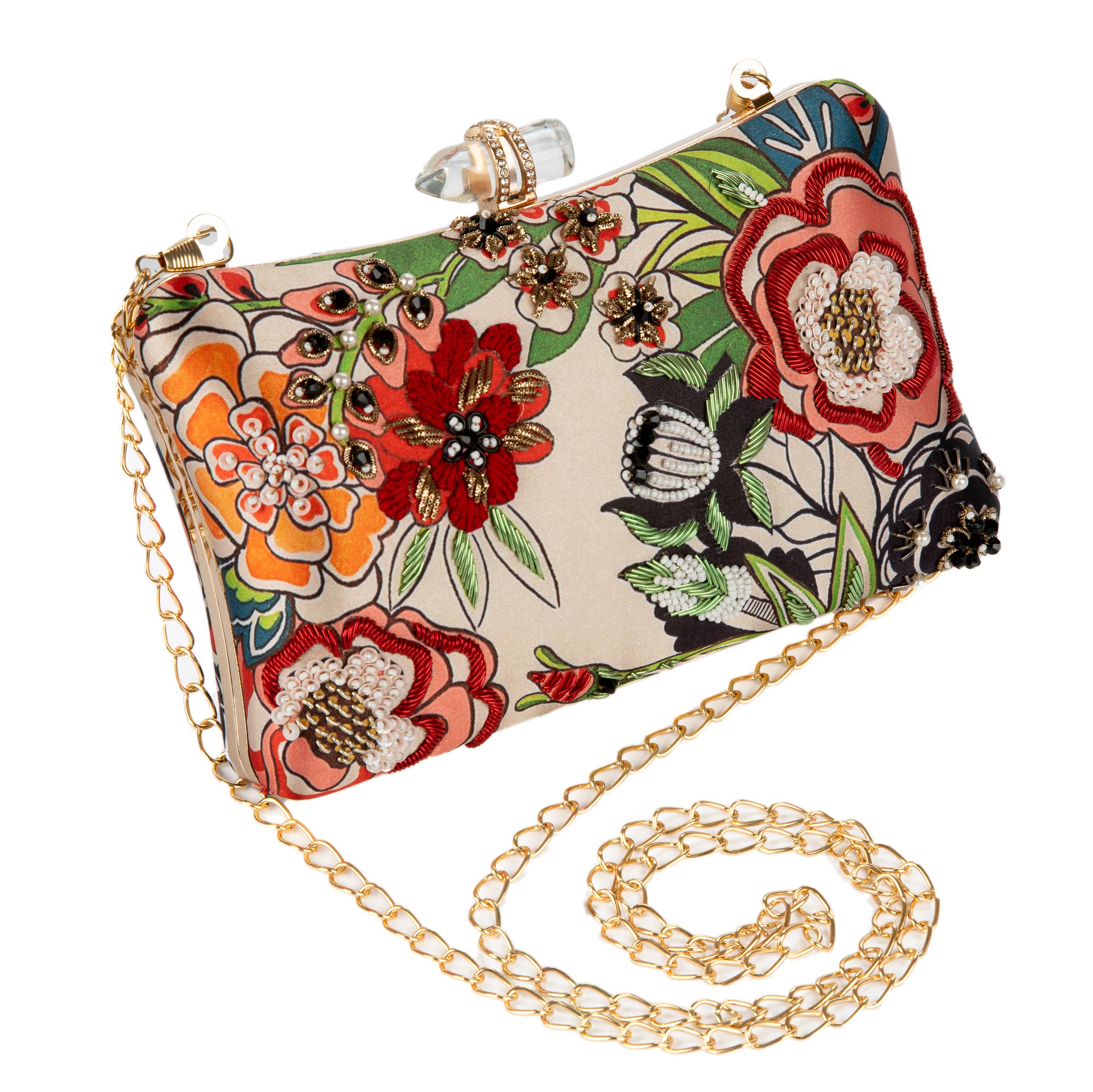 Samser Designs - Vendita all'ingrosso Pochette - Donna - Pochette da donna Maya con fiori in seta artistica2