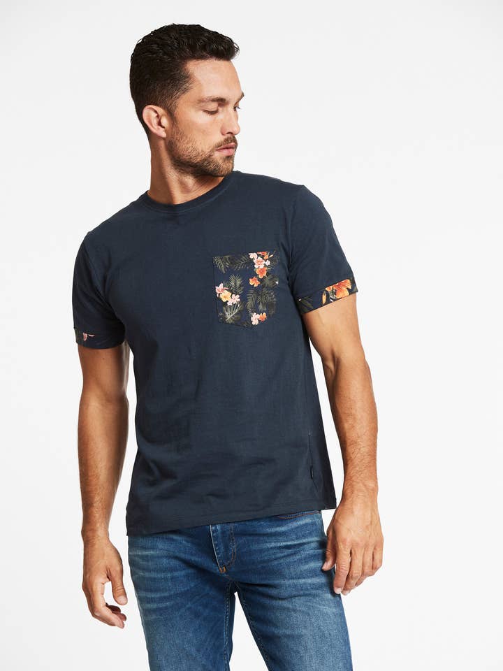 NAVY AOP O-Neck Tee S/S Style: 30-420105US for wholesale on Faire2