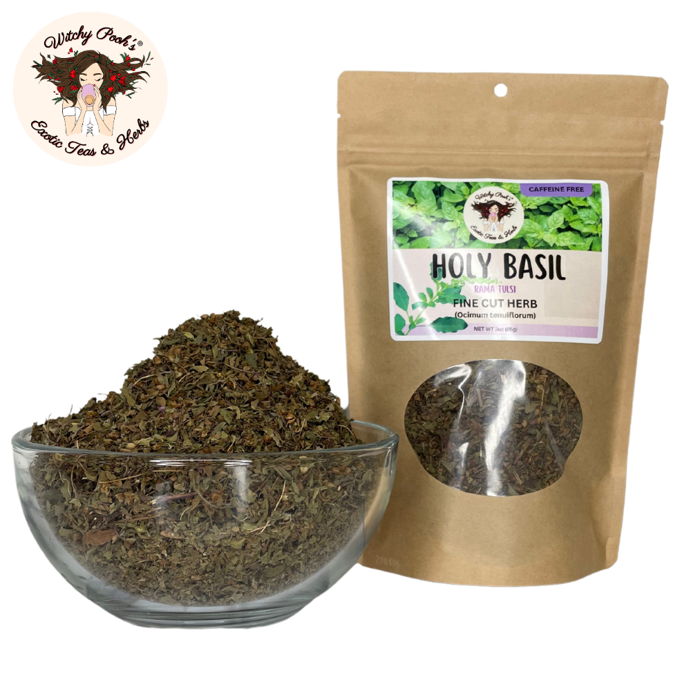 Witchy Pooh's Exotic Teas & Herbs - Venta al por mayor Tés a granel - Té de Albahaca Sagrada de Witchy Pooh - Rama Tulsi, Hoja Suelta6