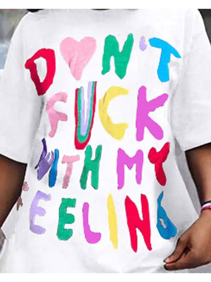 Queen Fashion – Engroshandel Bluse - Dame – hjerte brev print afslappet t shirt4