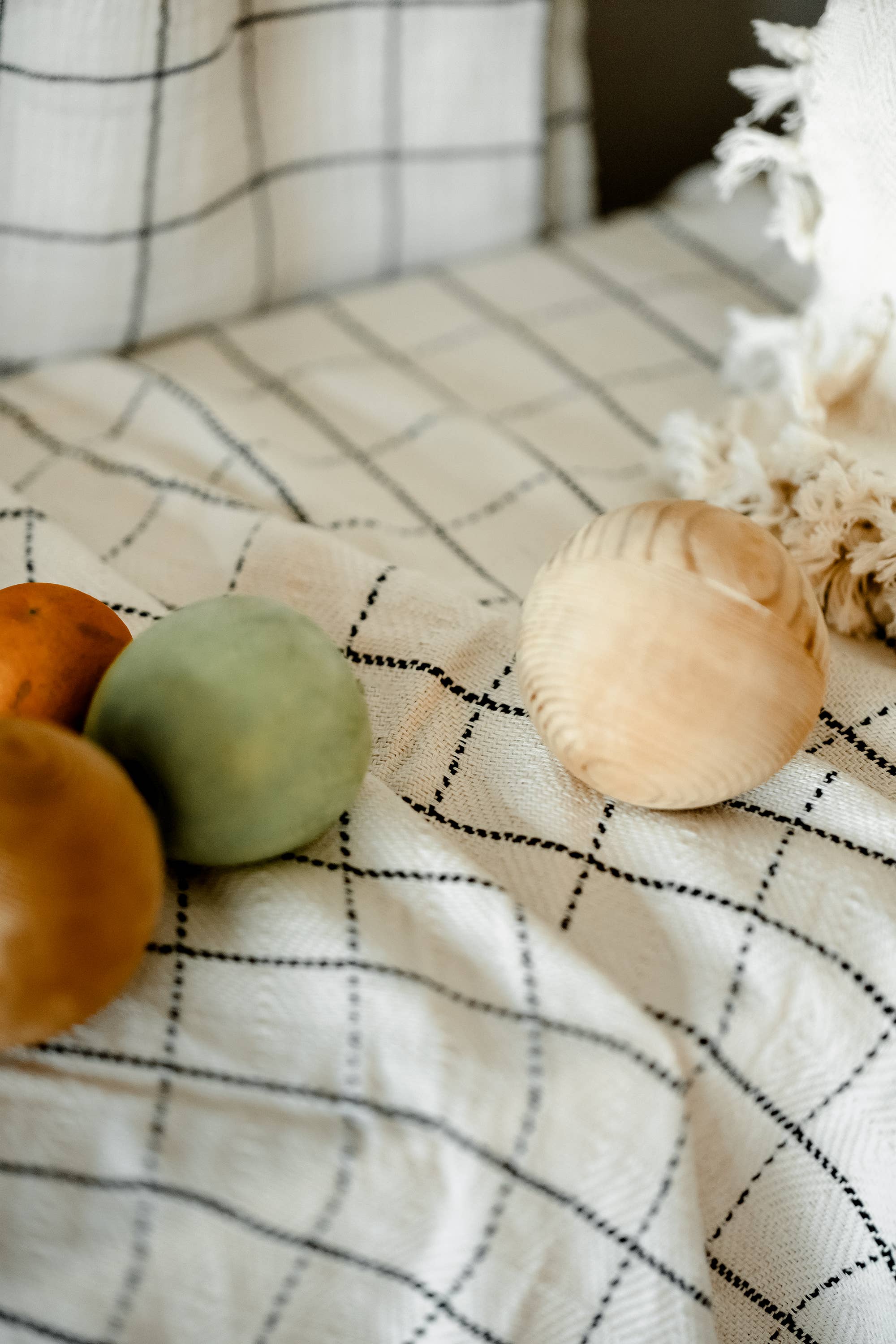 Moa - Vendita all'ingrosso Plaid - Coperta e copriletto Farmhouse a quadretti color crema6