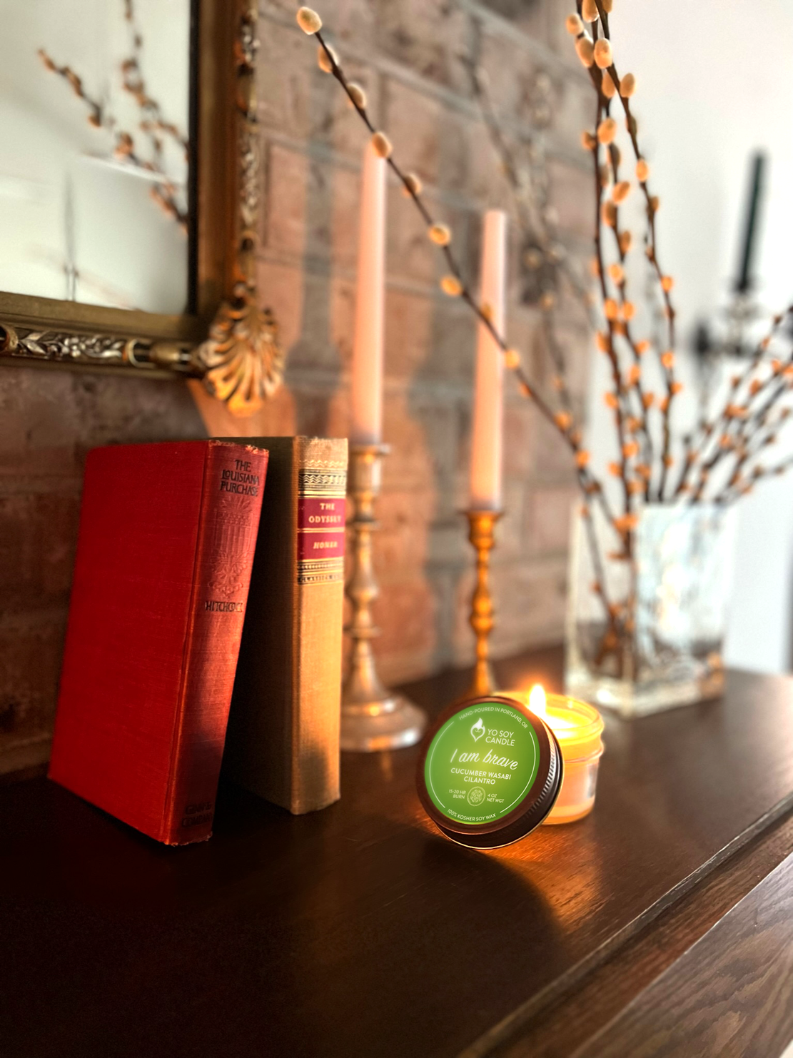 Yo Soy Candle - Wholesale Jar/Filled Candle - I AM BRAVE : Cucumber Wasabi Cilantro Soy Candle1