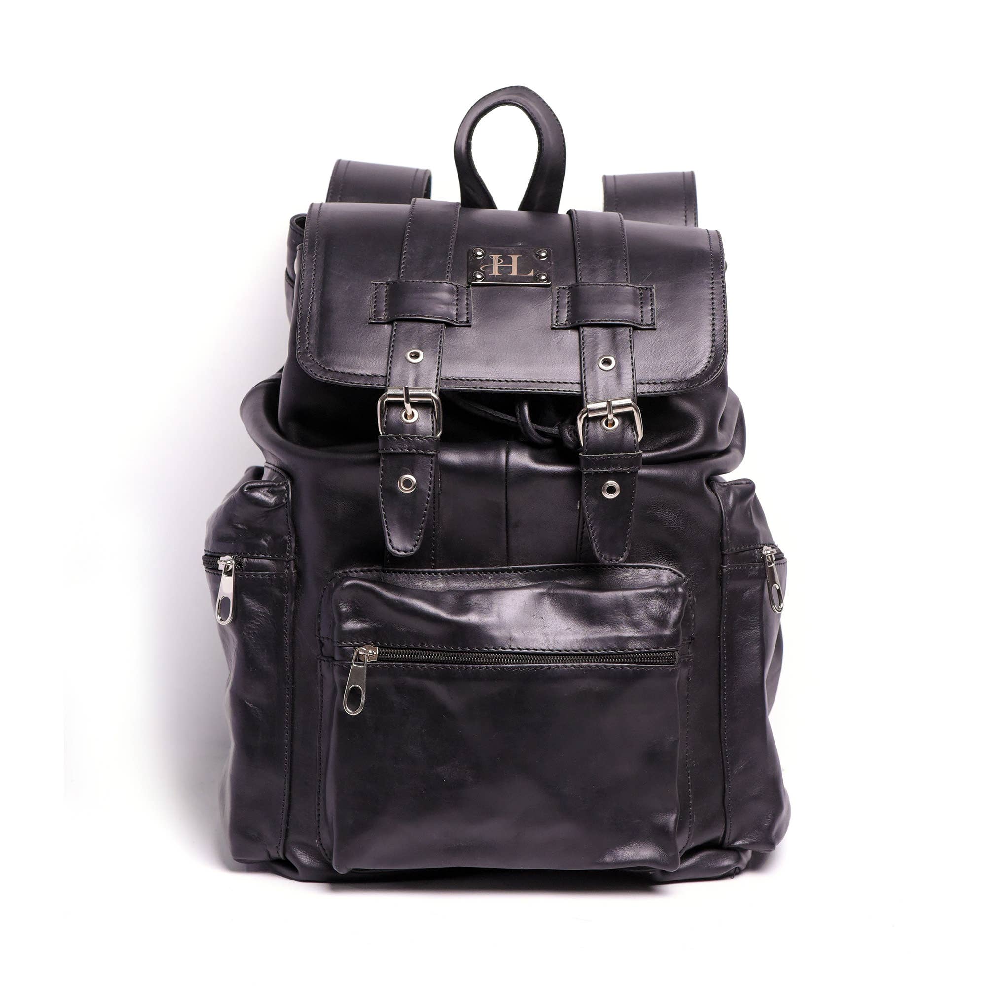 Hammi Leathers - Vendita all'ingrosso Zaino - Unisex - Zaino in Pelle Nera da Viaggio – Elegante e Funzionale0