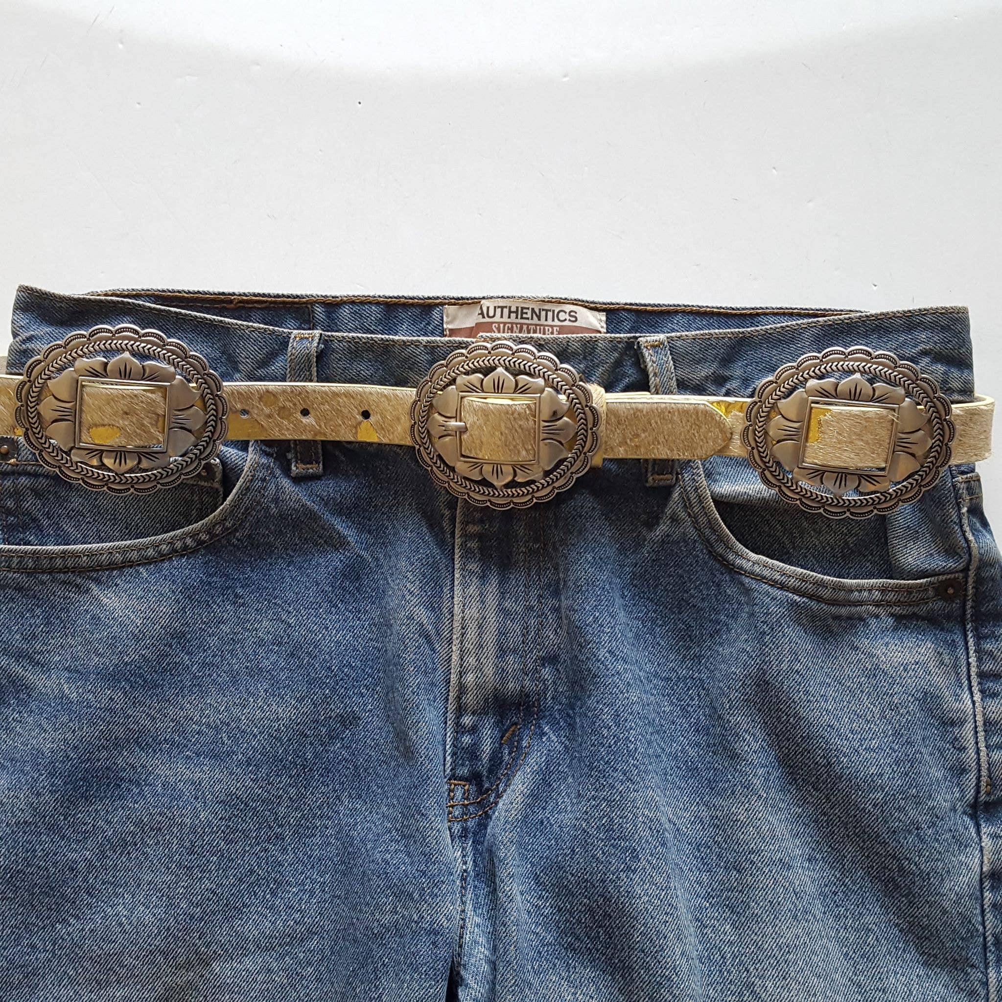 Axesoria West - Vendita all'ingrosso Cintura - Donna - Cintura concho floreale ovale occidentale con vero pelo di mucca6