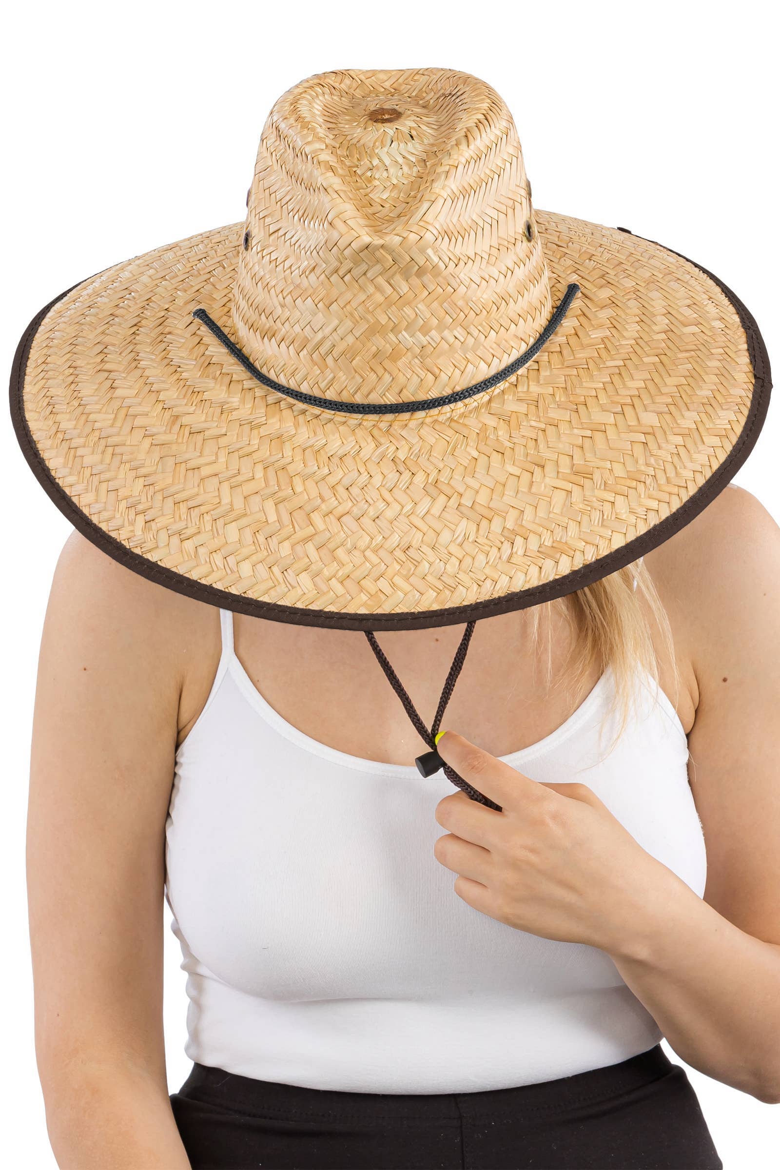 Cap Zone – Engroshandel Stråhat – unisex – Tycoon Eyelet Vegansk Læder Strå Livredderhat1