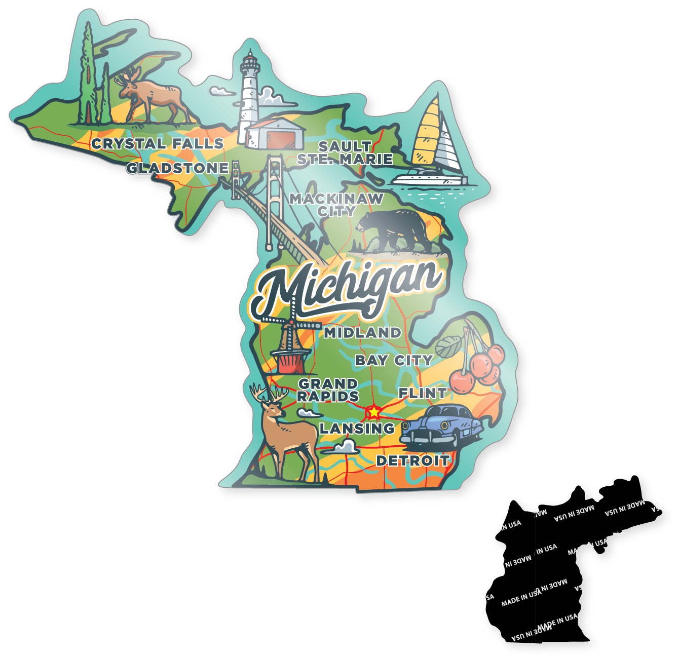 Morris Magnets - Wholesale Magnet - Magnet - Michigan Across America 2.03