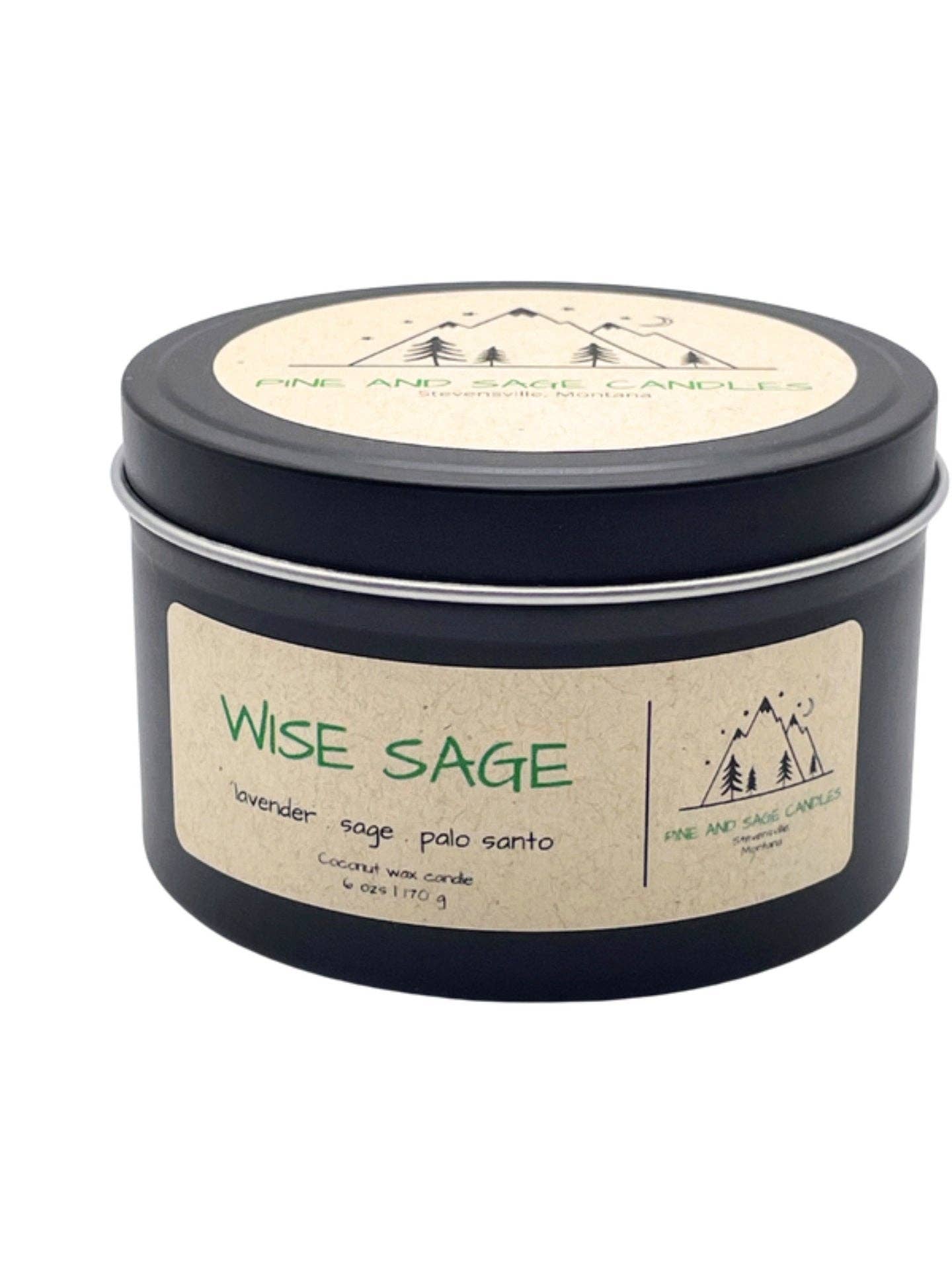 Pine and Sage Candles - Vente Bougies de voyage - Sage Sage - Bougie en boîte noire mate de 170 g6