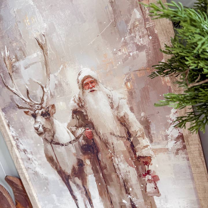 WillowBee Signs & Designs - Wholesale Sign - Santa & Reindeer Wood Sign - Rectangle3