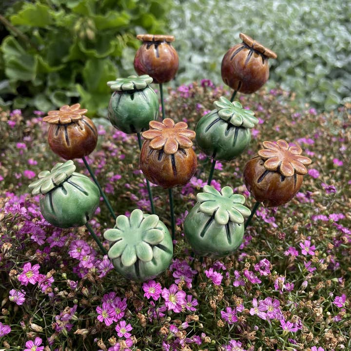 Pannonhem AB. - Wholesale Garden/Lawn Stake - Ceramic Poppy straw, Plant stake,Poppy straw on stem2
