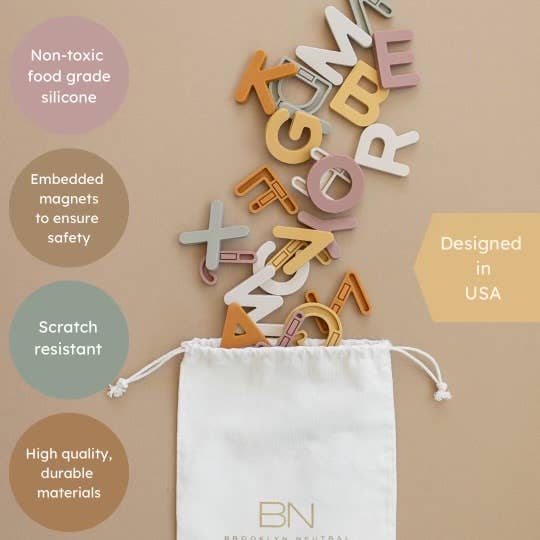 Brooklyn Neutral - Wholesale Magnet - Kids & Baby - Silicone Alphabet Magnets 26 Piece Set5